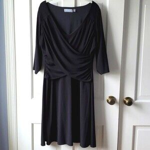 B-SLIM FAUX WRAP DRESS BLACK LARGE SHAPEWEAR SLIMMING COMPRESSION SHAPER KNIT